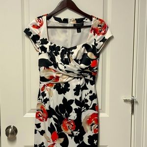 white house black market floral sheath dress sz 00